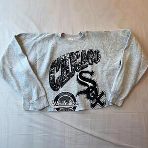 ⚾️ Vintage 90s White Sox Cropped Sweatshirt XL Raw Hem Grunge Streetwear